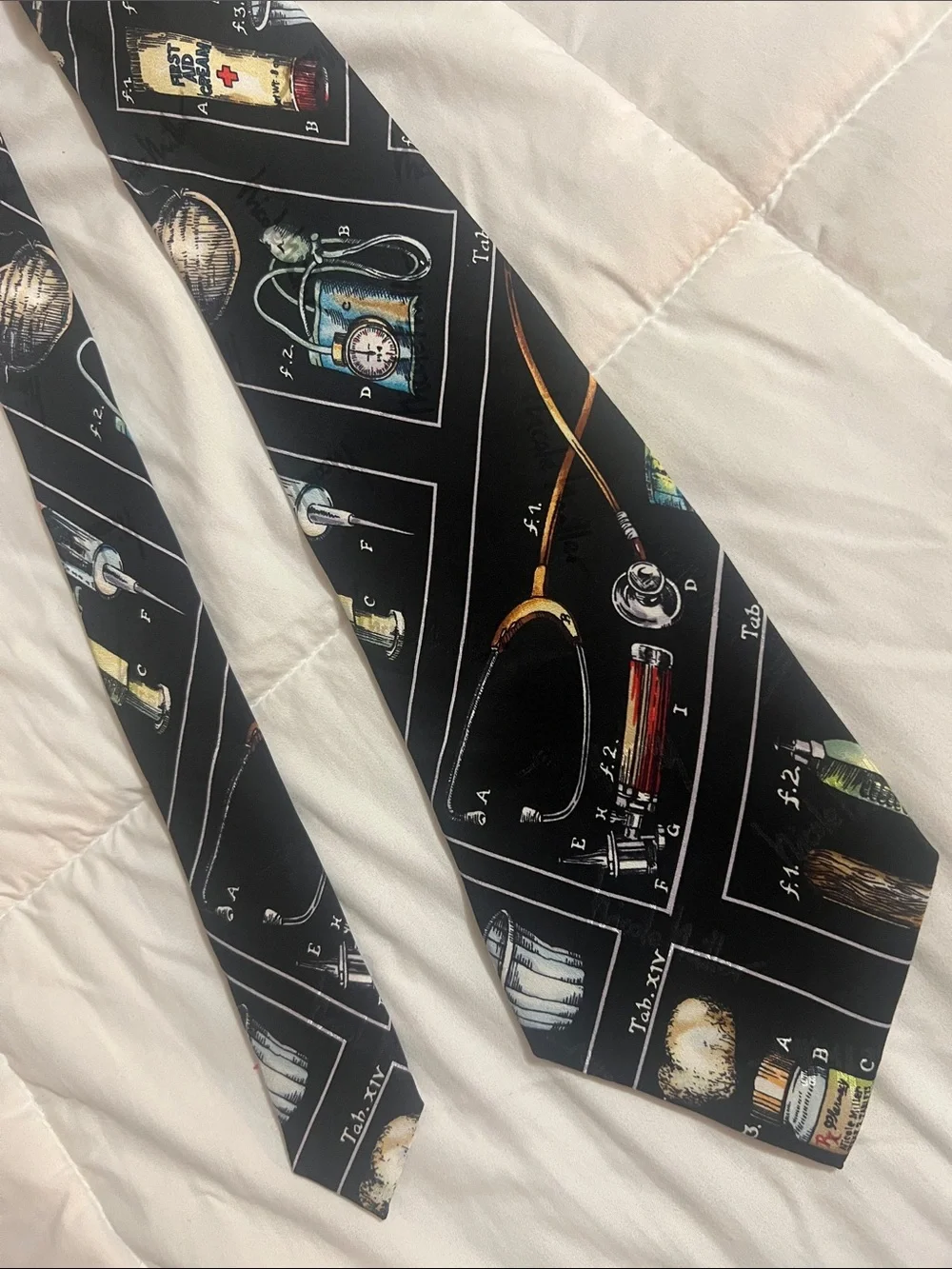 Nicole Miller Black Novelty Print Men's Tie with Multicolor Accents (#30)